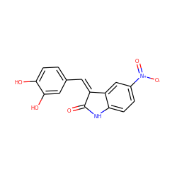 O=C1Nc2ccc([N+](=O)[O-])cc2/C1=C/c1ccc(O)c(O)c1 ZINC000064574034