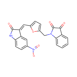 O=C1Nc2ccc([N+](=O)[O-])cc2/C1=C\c1ccc(CN2C(=O)C(=O)c3ccccc32)o1 ZINC000095560978