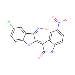 O=C1Nc2ccc([N+](=O)[O-])cc2/C1=C1/Nc2ccc(Cl)cc2/C1=N/O ZINC000101342034