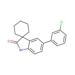 O=C1Nc2ccc(-c3cccc(Cl)c3)cc2C12CCCCC2 ZINC000013488887