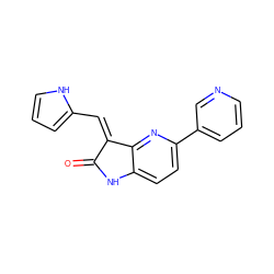 O=C1Nc2ccc(-c3cccnc3)nc2/C1=C/c1ccc[nH]1 ZINC000013538913