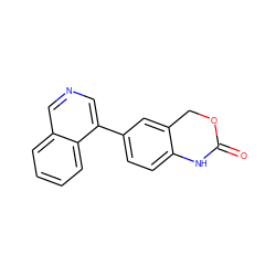 O=C1Nc2ccc(-c3cncc4ccccc34)cc2CO1 ZINC000117029346