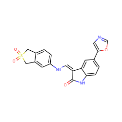 O=C1Nc2ccc(-c3cnco3)cc2/C1=C/Nc1ccc2c(c1)CS(=O)(=O)C2 ZINC000008552693