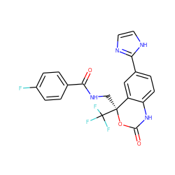 O=C1Nc2ccc(-c3ncc[nH]3)cc2[C@](CNC(=O)c2ccc(F)cc2)(C(F)(F)F)O1 ZINC000045245266