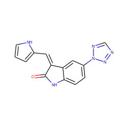 O=C1Nc2ccc(-n3ncnn3)cc2/C1=C/c1ccc[nH]1 ZINC000028823450