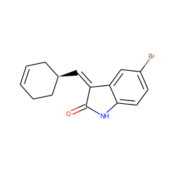 O=C1Nc2ccc(Br)cc2/C1=C/[C@@H]1CC=CCC1 ZINC000000213420