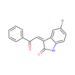 O=C1Nc2ccc(Br)cc2/C1=C/C(=O)c1ccccc1 ZINC000018101382