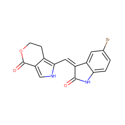 O=C1Nc2ccc(Br)cc2/C1=C/c1[nH]cc2c1CCOC2=O ZINC000013490192