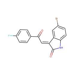 O=C1Nc2ccc(Br)cc2/C1=C\C(=O)c1ccc(F)cc1 ZINC000036124475