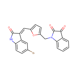 O=C1Nc2ccc(Br)cc2/C1=C\c1ccc(CN2C(=O)C(=O)c3ccccc32)o1 ZINC000095559475