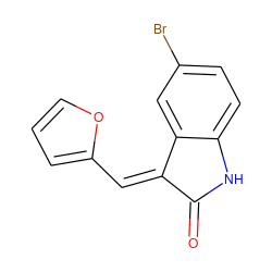 O=C1Nc2ccc(Br)cc2/C1=C\c1ccco1 ZINC000000213444