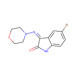 O=C1Nc2ccc(Br)cc2/C1=N/N1CCOCC1 ZINC000010821068