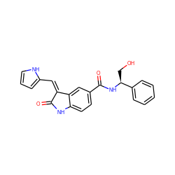 O=C1Nc2ccc(C(=O)N[C@@H](CO)c3ccccc3)cc2/C1=C/c1ccc[nH]1 ZINC001772579890