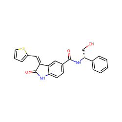 O=C1Nc2ccc(C(=O)N[C@H](CO)c3ccccc3)cc2/C1=C/c1cccs1 ZINC001772627871
