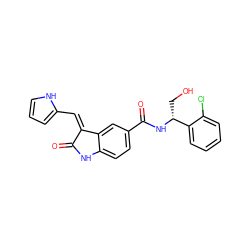 O=C1Nc2ccc(C(=O)N[C@H](CO)c3ccccc3Cl)cc2/C1=C/c1ccc[nH]1 ZINC001772578452