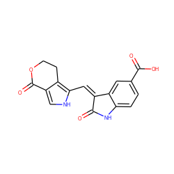 O=C1Nc2ccc(C(=O)O)cc2/C1=C/c1[nH]cc2c1CCOC2=O ZINC000013490189