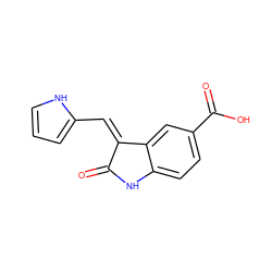 O=C1Nc2ccc(C(=O)O)cc2/C1=C/c1ccc[nH]1 ZINC000100393673