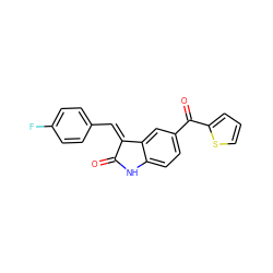 O=C1Nc2ccc(C(=O)c3cccs3)cc2/C1=C/c1ccc(F)cc1 ZINC000013538899