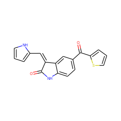 O=C1Nc2ccc(C(=O)c3cccs3)cc2/C1=C/c1ccc[nH]1 ZINC000100866146