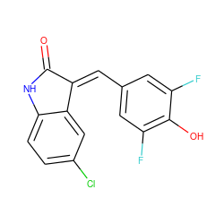 O=C1Nc2ccc(Cl)cc2/C1=C\c1cc(F)c(O)c(F)c1 ZINC000299823338