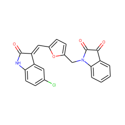 O=C1Nc2ccc(Cl)cc2/C1=C\c1ccc(CN2C(=O)C(=O)c3ccccc32)o1 ZINC000095563816