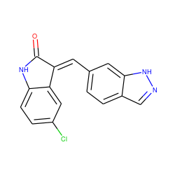 O=C1Nc2ccc(Cl)cc2/C1=C\c1ccc2cn[nH]c2c1 ZINC000096273707