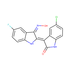 O=C1Nc2ccc(Cl)cc2/C1=C1/Nc2ccc(F)cc2/C1=N/O ZINC000101342048