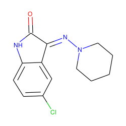 O=C1Nc2ccc(Cl)cc2/C1=N\N1CCCCC1 ZINC000010825537