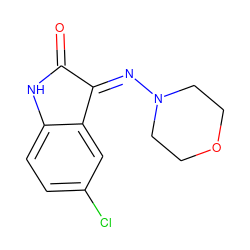 O=C1Nc2ccc(Cl)cc2/C1=N\N1CCOCC1 ZINC000010821808