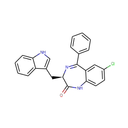 O=C1Nc2ccc(Cl)cc2C(c2ccccc2)=N[C@@H]1Cc1c[nH]c2ccccc12 ZINC000002005677