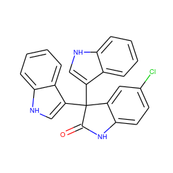 O=C1Nc2ccc(Cl)cc2C1(c1c[nH]c2ccccc12)c1c[nH]c2ccccc12 ZINC000005013442