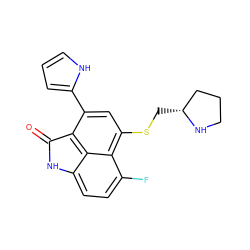 O=C1Nc2ccc(F)c3c(SC[C@@H]4CCCN4)cc(-c4ccc[nH]4)c1c23 ZINC000012354983