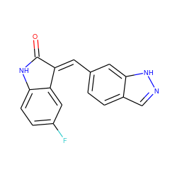 O=C1Nc2ccc(F)cc2/C1=C\c1ccc2cn[nH]c2c1 ZINC000096273711