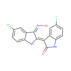 O=C1Nc2ccc(F)cc2/C1=C1/Nc2ccc(Cl)cc2/C1=N/O ZINC000101342037