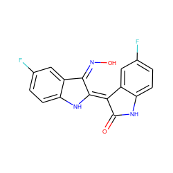 O=C1Nc2ccc(F)cc2/C1=C1/Nc2ccc(F)cc2/C1=N/O ZINC000101342049