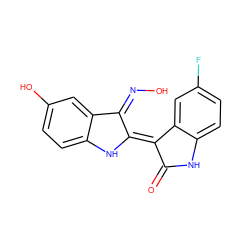 O=C1Nc2ccc(F)cc2/C1=C1/Nc2ccc(O)cc2/C1=N/O ZINC000101342032