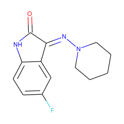 O=C1Nc2ccc(F)cc2/C1=N\N1CCCCC1 ZINC000010825643