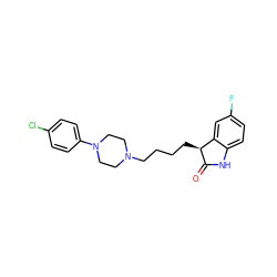 O=C1Nc2ccc(F)cc2[C@@H]1CCCCN1CCN(c2ccc(Cl)cc2)CC1 ZINC000072123261