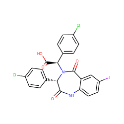 O=C1Nc2ccc(I)cc2C(=O)N([C@@H](C(=O)O)c2ccc(Cl)cc2)[C@H]1c1ccc(Cl)cc1 ZINC000016051339
