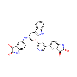 O=C1Nc2ccc(N[C@H](COc3cncc(-c4ccc5c(c4)C(=O)C(=O)N5)c3)Cc3c[nH]c4ccccc34)cc2C1=O ZINC000034803860