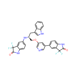 O=C1Nc2ccc(N[C@H](COc3cncc(-c4ccc5c(c4)C(F)(F)C(=O)N5)c3)Cc3c[nH]c4ccccc34)cc2C1(F)F ZINC000034803894