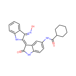 O=C1Nc2ccc(NC(=O)C3CCCCC3)cc2/C1=C1/Nc2ccccc2/C1=N\O ZINC000653850048