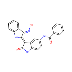 O=C1Nc2ccc(NC(=O)c3ccccc3)cc2/C1=C1/Nc2ccccc2/C1=N\O ZINC000653850073