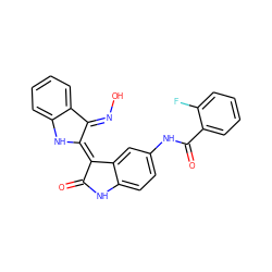 O=C1Nc2ccc(NC(=O)c3ccccc3F)cc2/C1=C1/Nc2ccccc2/C1=N\O ZINC000653850126