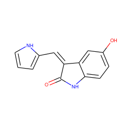 O=C1Nc2ccc(O)cc2/C1=C/c1ccc[nH]1 ZINC000014962784