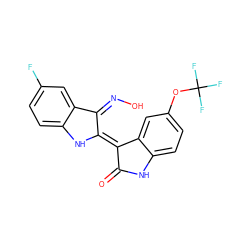 O=C1Nc2ccc(OC(F)(F)F)cc2/C1=C1/Nc2ccc(F)cc2/C1=N/O ZINC000101342050