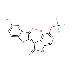 O=C1Nc2ccc(OC(F)(F)F)cc2/C1=C1/Nc2ccc(O)cc2/C1=N/O ZINC000101342033