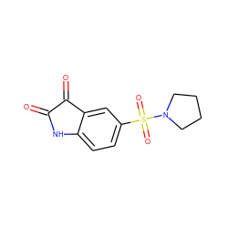 O=C1Nc2ccc(S(=O)(=O)N3CCCC3)cc2C1=O ZINC000002944777