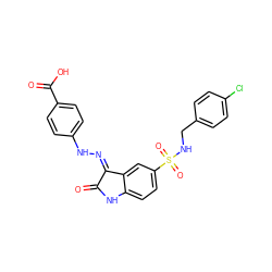 O=C1Nc2ccc(S(=O)(=O)NCc3ccc(Cl)cc3)cc2/C1=N/Nc1ccc(C(=O)O)cc1 ZINC000040428996