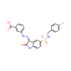 O=C1Nc2ccc(S(=O)(=O)NCc3ccc(Cl)cc3)cc2/C1=N/Nc1cccc(C(=O)O)c1 ZINC000040979992